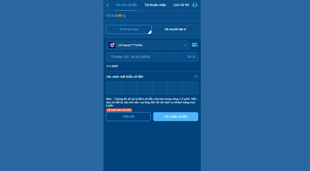 Quá trình lĩnh thưởng trên nền tảng đơn giản.