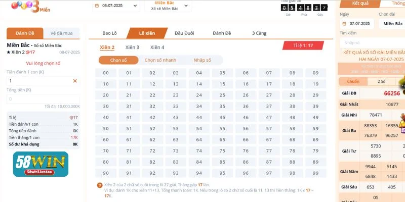 Lô xiên có tỷ lệ ăn thưởng tương đối hấp dẫn. 